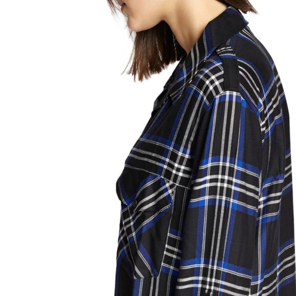 SANCTUARY Main Street Plaid Boyfriend Tunic Shirt In Nightout Plaid - Picture 4 of 11